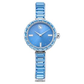 Relógio tipo pulseira Matrix, fabricado na Suíça, pulseira com cristais, azul, aço inoxidável