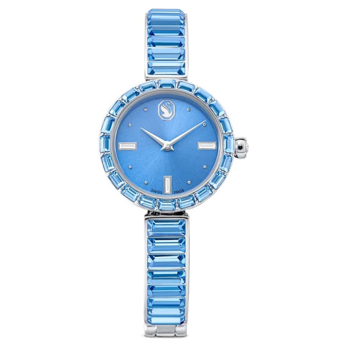 Relógio tipo pulseira Matrix, fabricado na Suíça, pulseira com cristais, azul, aço inoxidável Relógio tipo pulseira Matrix, fabricado na Suíça, pulseira com cristais, azul, aço inoxidável
