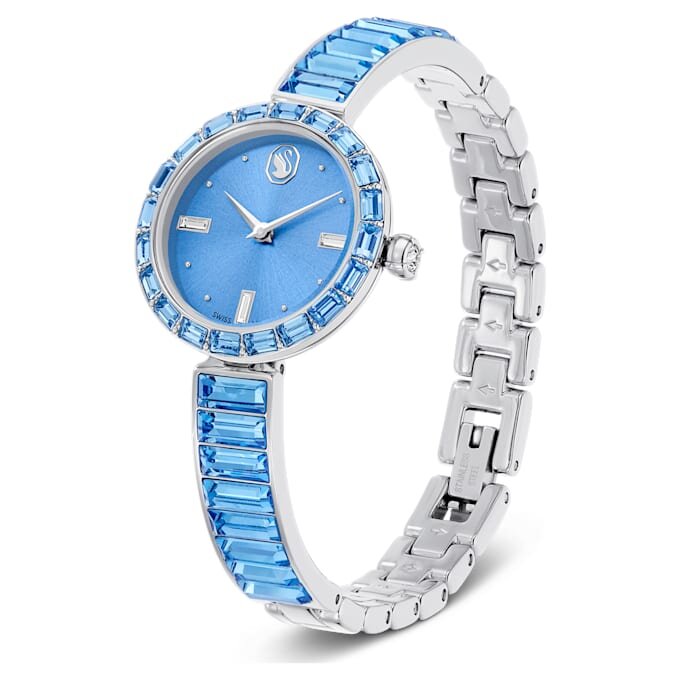 Relógio tipo pulseira Matrix, fabricado na Suíça, pulseira com cristais, azul, aço inoxidável Relógio tipo pulseira Matrix, fabricado na Suíça, pulseira com cristais, azul, aço inoxidável