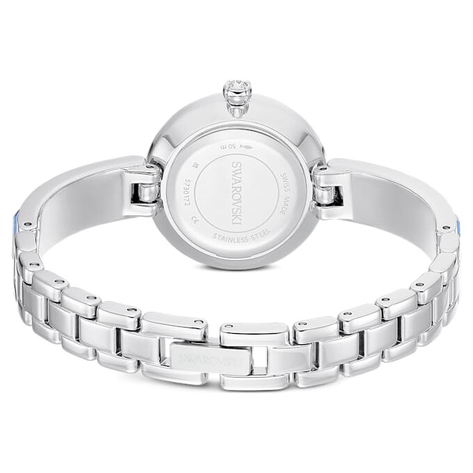 Relógio tipo pulseira Matrix, fabricado na Suíça, pulseira com cristais, azul, aço inoxidável Relógio tipo pulseira Matrix, fabricado na Suíça, pulseira com cristais, azul, aço inoxidável