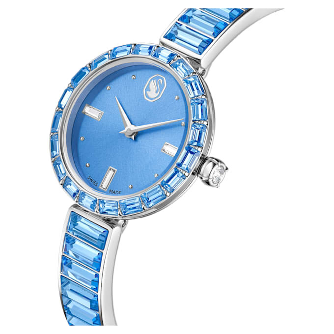 Relógio tipo pulseira Matrix, fabricado na Suíça, pulseira com cristais, azul, aço inoxidável Relógio tipo pulseira Matrix, fabricado na Suíça, pulseira com cristais, azul, aço inoxidável