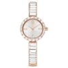 Relógio tipo pulseira Matrix, fabricado na Suíça, pulseira com cristais, branco, acabamento em tom de ouro rosa Relógio tipo pulseira Matrix, fabricado na Suíça, pulseira com cristais, branco, acabamento em tom de ouro rosa