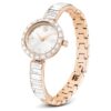 Relógio tipo pulseira Matrix, fabricado na Suíça, pulseira com cristais, branco, acabamento em tom de ouro rosa Relógio tipo pulseira Matrix, fabricado na Suíça, pulseira com cristais, branco, acabamento em tom de ouro rosa