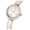 Relógio tipo pulseira Matrix, fabricado na Suíça, pulseira com cristais, branco, acabamento em tom de ouro rosa Relógio tipo pulseira Matrix, fabricado na Suíça, pulseira com cristais, branco, acabamento em tom de ouro rosa