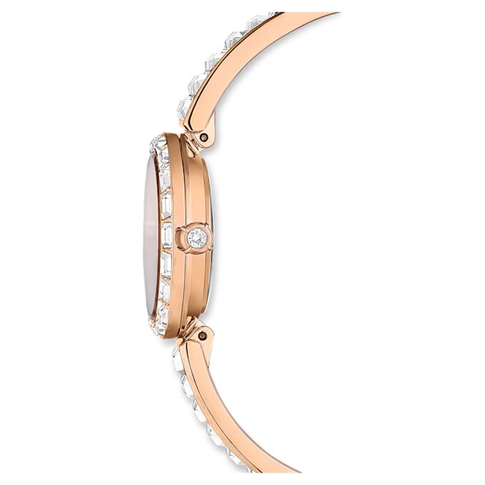 Relógio tipo pulseira Matrix, fabricado na Suíça, pulseira com cristais, branco, acabamento em tom de ouro rosa Relógio tipo pulseira Matrix, fabricado na Suíça, pulseira com cristais, branco, acabamento em tom de ouro rosa
