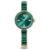 Relógio tipo pulseira Matrix, fabricado na Suíça, pulseira com cristais, verde, acabamento em tom dourado champanhe Relógio tipo pulseira Matrix, fabricado na Suíça, pulseira com cristais, verde, acabamento em tom dourado champanhe