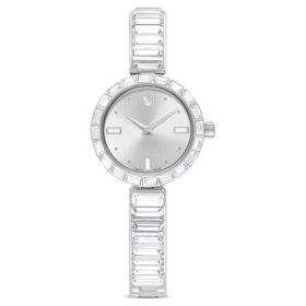 Relógio tipo pulseira Matrix, fabricado na Suíça, pulseira de cristais, branco, aço inoxidável