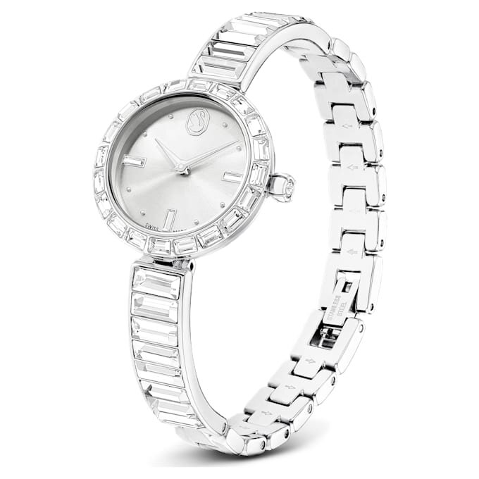 Relógio tipo pulseira Matrix, fabricado na Suíça, pulseira de cristais, branco, aço inoxidável Relógio tipo pulseira Matrix, fabricado na Suíça, pulseira de cristais, branco, aço inoxidável