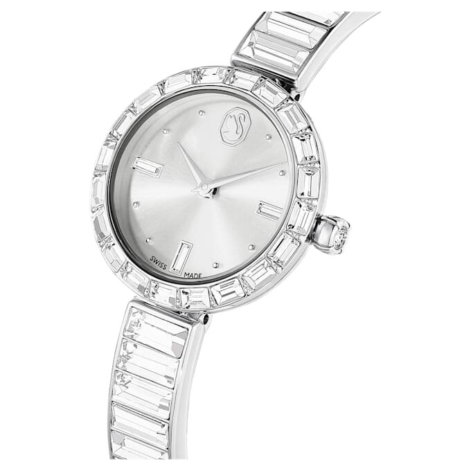 Relógio tipo pulseira Matrix, fabricado na Suíça, pulseira de cristais, branco, aço inoxidável Relógio tipo pulseira Matrix, fabricado na Suíça, pulseira de cristais, branco, aço inoxidável