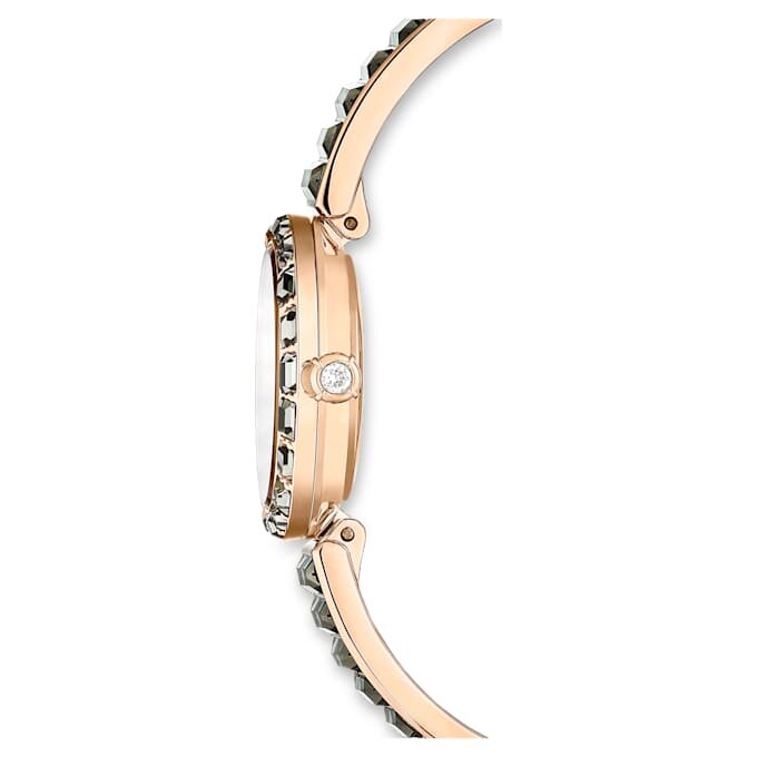 Relógio tipo pulseira Matrix, fabricado na Suíça, pulseira de cristais, cinzento, acabamento em tom de ouro rosa Relógio tipo pulseira Matrix, fabricado na Suíça, pulseira de cristais, cinzento, acabamento em tom de ouro rosa