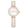 Relógio tipo pulseira Matrix Pearl, fabricado na Suíça, pulseira de cristais, branco, acabamento em tom de ouro rosa