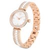 Relógio tipo pulseira Matrix Pearl, fabricado na Suíça, pulseira de cristais, branco, acabamento em tom de ouro rosa