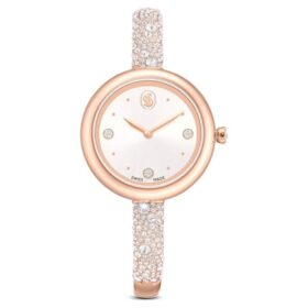 Relógio tipo pulseira Sublima, fabricado na Suíça, pulseira em metal, tom ouro-rosa, acabamento em tom ouro-rosa