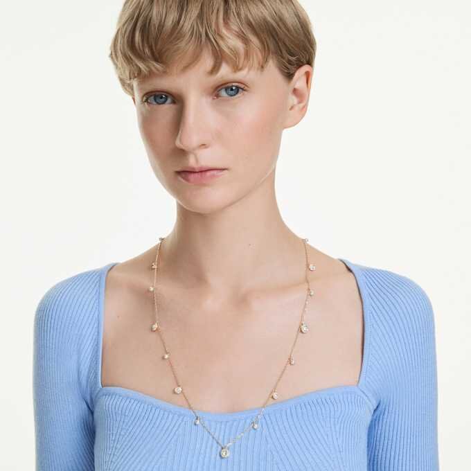 Una Angelic Strandage Crystal Pearl, corte redondo, branco, banhado a ouro Una Angelic Strandage Crystal Pearl, corte redondo, branco, banhado a ouro