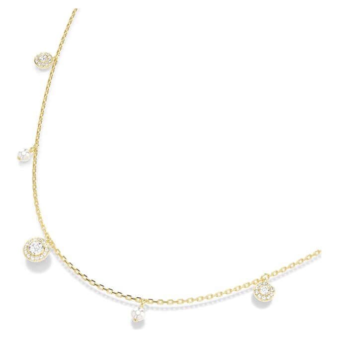 Una Angelic Strandage Crystal Pearl, corte redondo, branco, banhado a ouro Una Angelic Strandage Crystal Pearl, corte redondo, branco, banhado a ouro