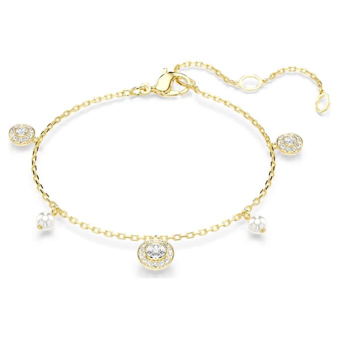 Una Angelic Strandage Crystal Pearl, corte redondo, branco, banhado a ouro Una Angelic Strandage Crystal Pearl, corte redondo, branco, banhado a ouro