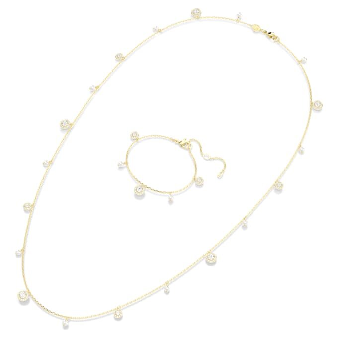 Una Angelic Strandage Crystal Pearl, corte redondo, branco, banhado a ouro Una Angelic Strandage Crystal Pearl, corte redondo, branco, banhado a ouro