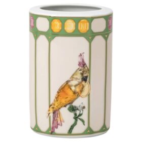 Vaso Idyllia em porcelana, com motivo em cristal, cacatua, pequeno, multicolorido