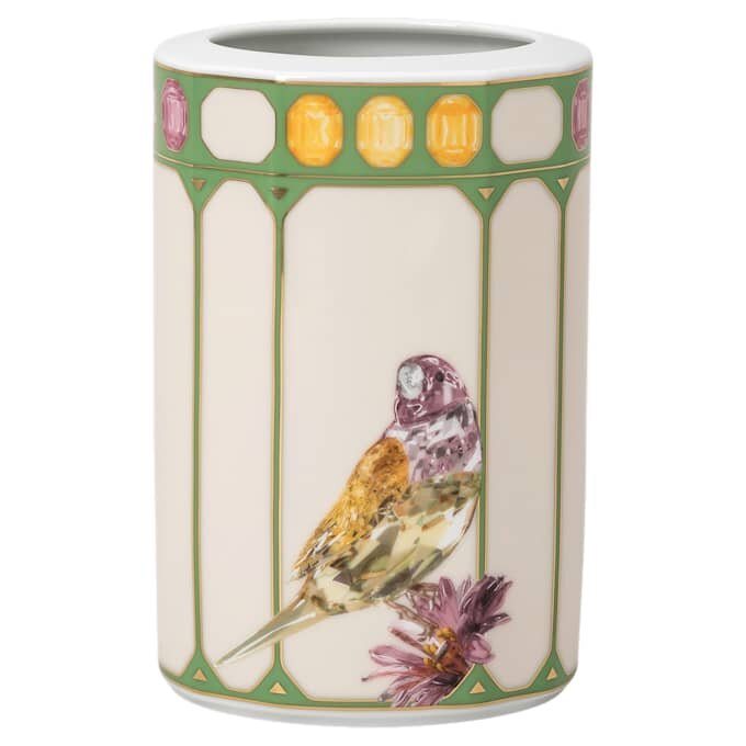 Vaso Idyllia em porcelana, com motivo em cristal, cacatua, pequeno, multicolorido Vaso Idyllia em porcelana, com motivo em cristal, cacatua, pequeno, multicolorido