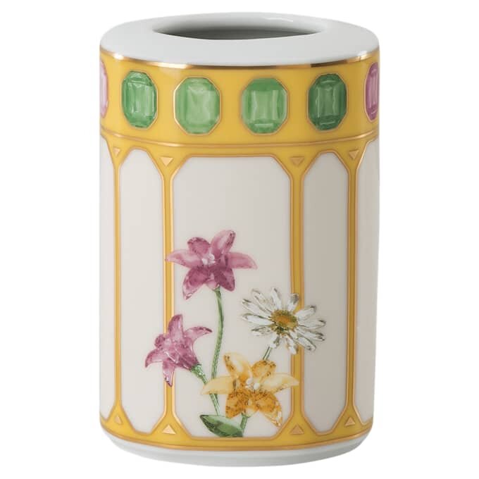 Vaso Idyllia em porcelana, com motivo em cristal, flor, amarelo Vaso Idyllia em porcelana, com motivo em cristal, flor, amarelo