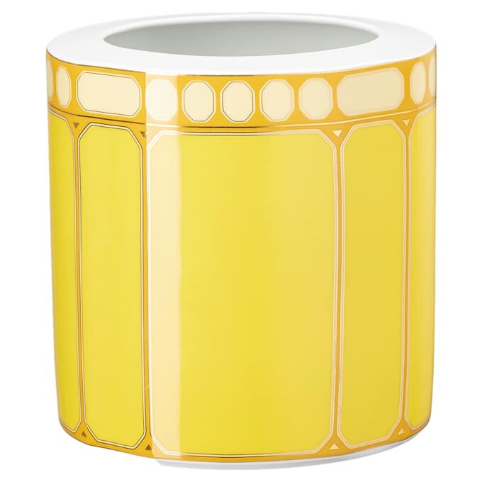 Vaso Signum em porcelana, largo, amarelo Vaso Signum em porcelana, largo, amarelo